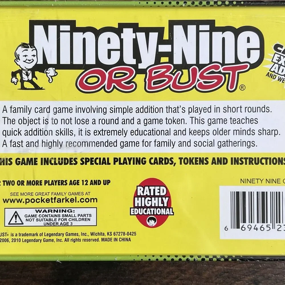 99 Ninety-Nine Or Bust LGI Legendary Games Family Card Game NIB